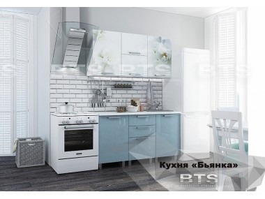 Кухня Бьянка 1,5 м.(Голубые блестки)